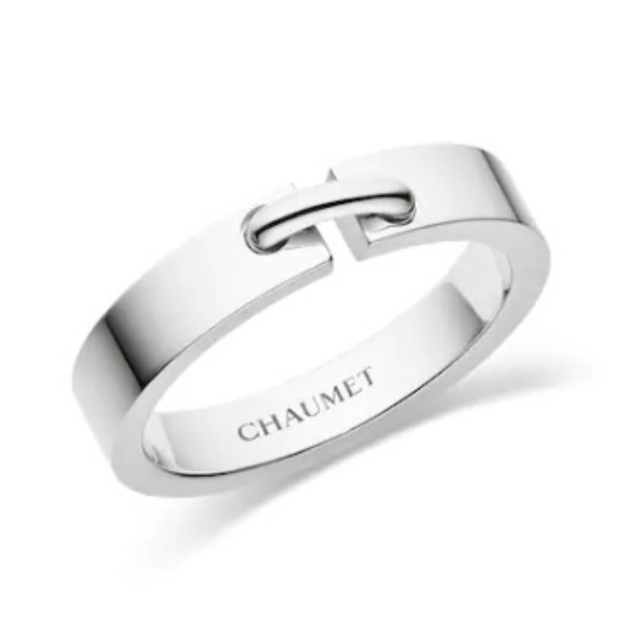 Chaumet 18k White Gold Liens Evidence Wedding Ring, Size 51