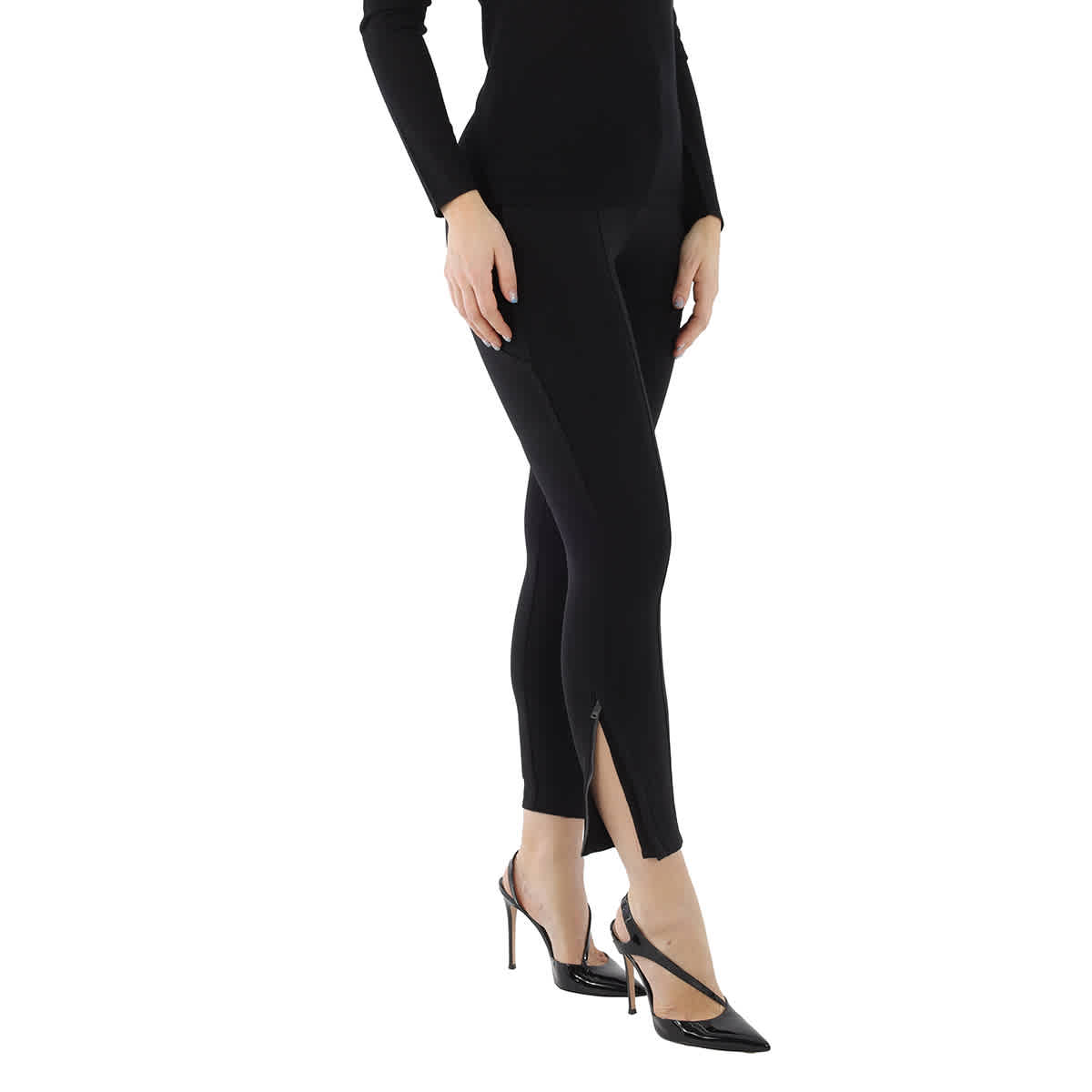 Burberry Black Strap Detail Stretch Jersey Leggings