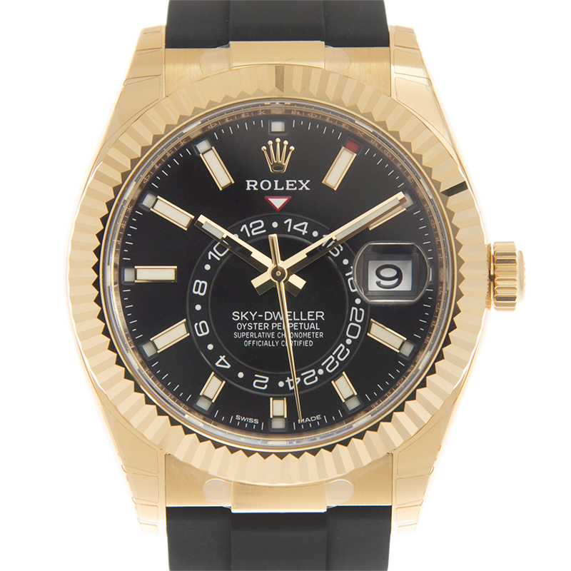 Preowned Rolex SkyDweller GMT Automatic Black Dial Mens Watch 326238BKSR