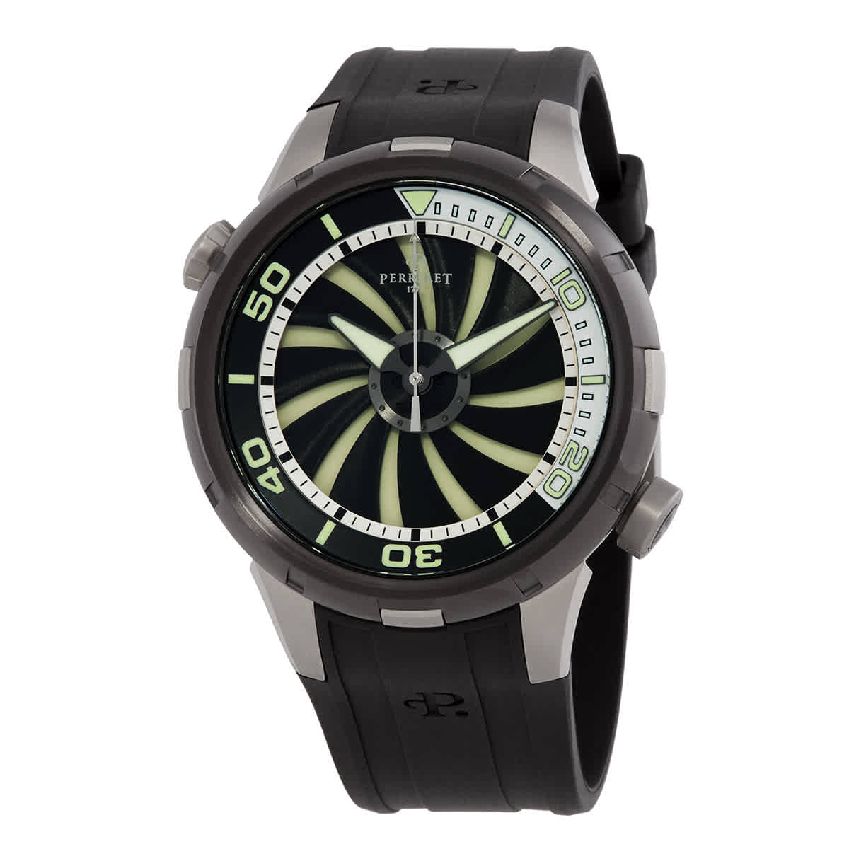 Perrelet Turbine Black Superluminova Dial Automatic Mens Watch A1067-1