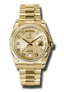 Rolex DayDate Champagne Dial 18K Yellow Gold President Automatic Mens Watch 118238CJDP