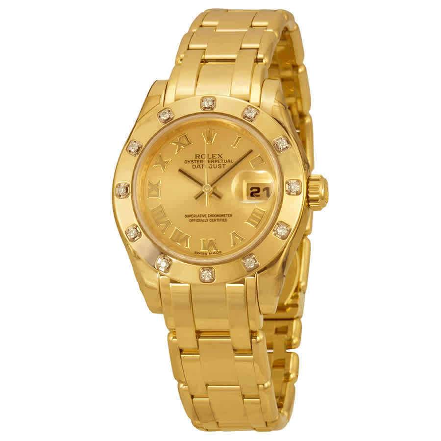 Rolex LadyDatejust Pearlmaster Champagne Dial 18K Yellow Gold Automatic Ladies Watch 80318CRPM