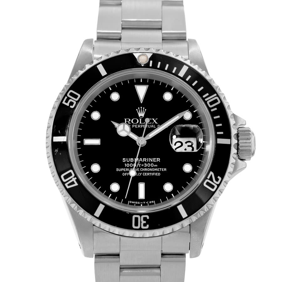 Preowned Rolex Submariner Date Automatic Chronometer Black Dial Mens Watch 16610 BKSO