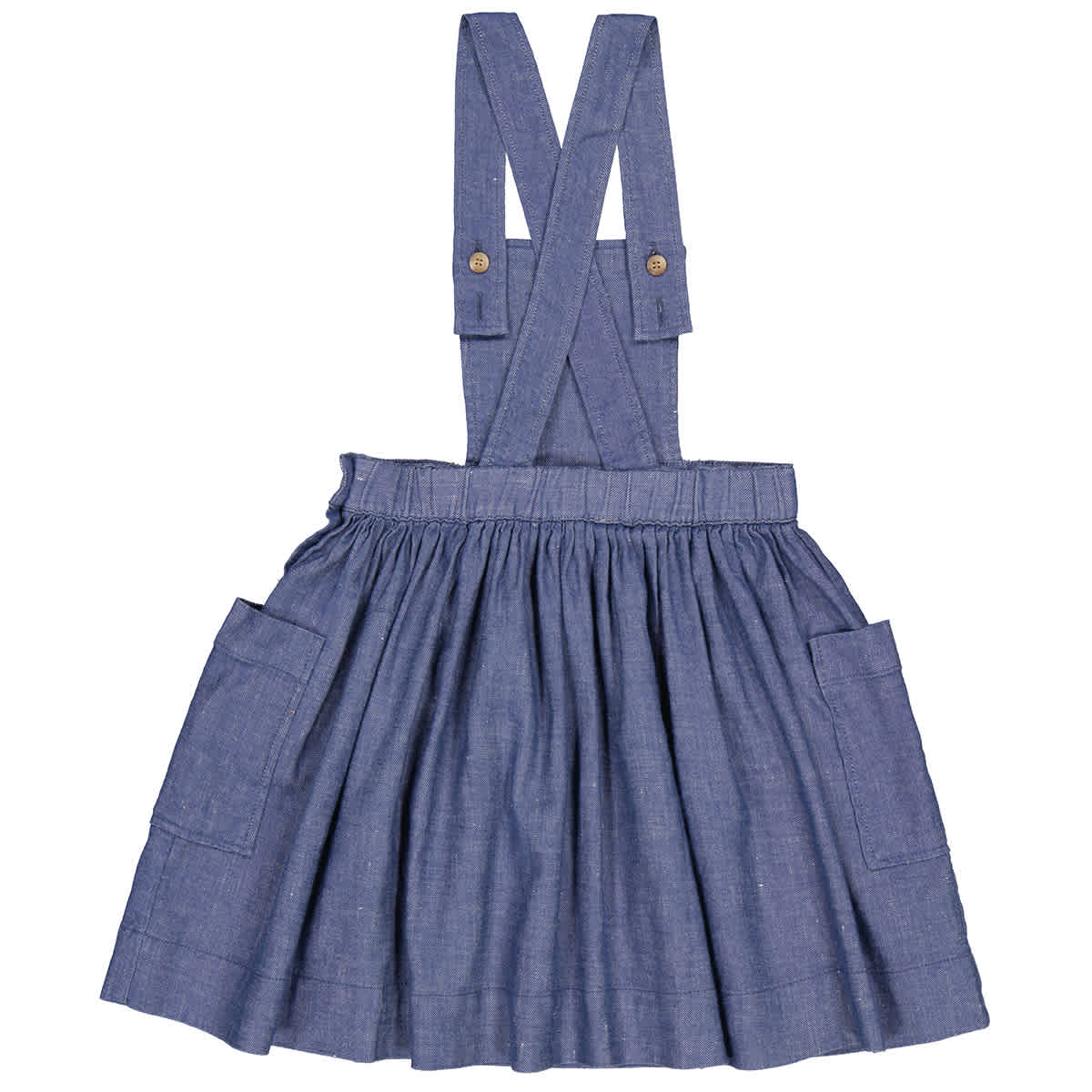Bonpoint Girls Blue Amelie Pinafore Twill Dress | ModeSens