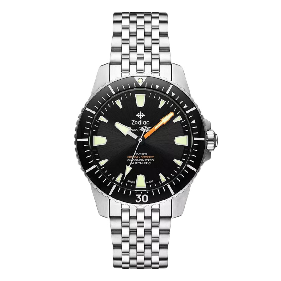 Zodiac Super Sea Wolf Pro-Diver Automatic Cos-C Certified Black Dial Mens Watch ZO3552 1095$