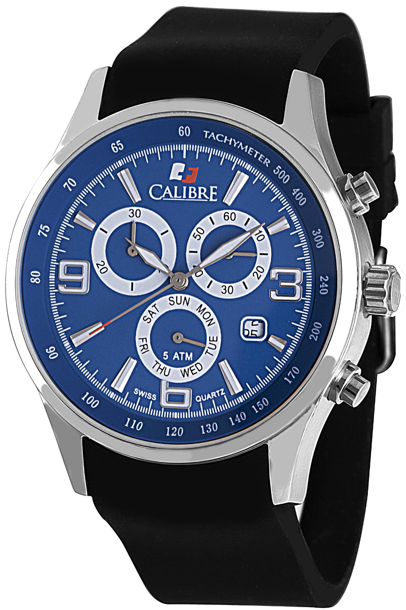 Calibre Mauler Blue Dial Chronograph Black Rubber Mens Watch SC-4M1-04-003