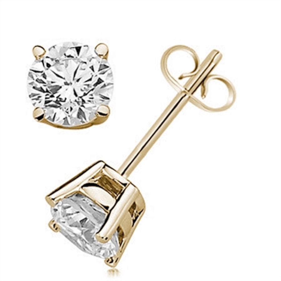 030 Carat Maulijewels Round White Diamond 4-Prong Set Stud Earrings In 14K White Yellow Gold 485$