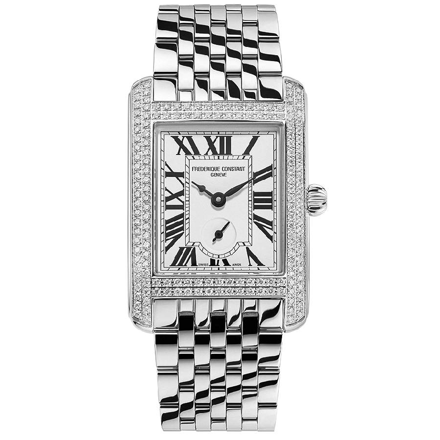 Frederique Constant Classics Carree Quartz Diamond Silver Dial Watch FC-235S2CD6B 3092$