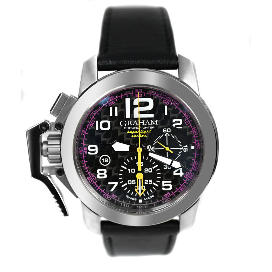 Pre-owned Graham Chronofighter Superlight Carbon Chronograph Automatic Black Dial Mens Watch 2CCAS.V01A
