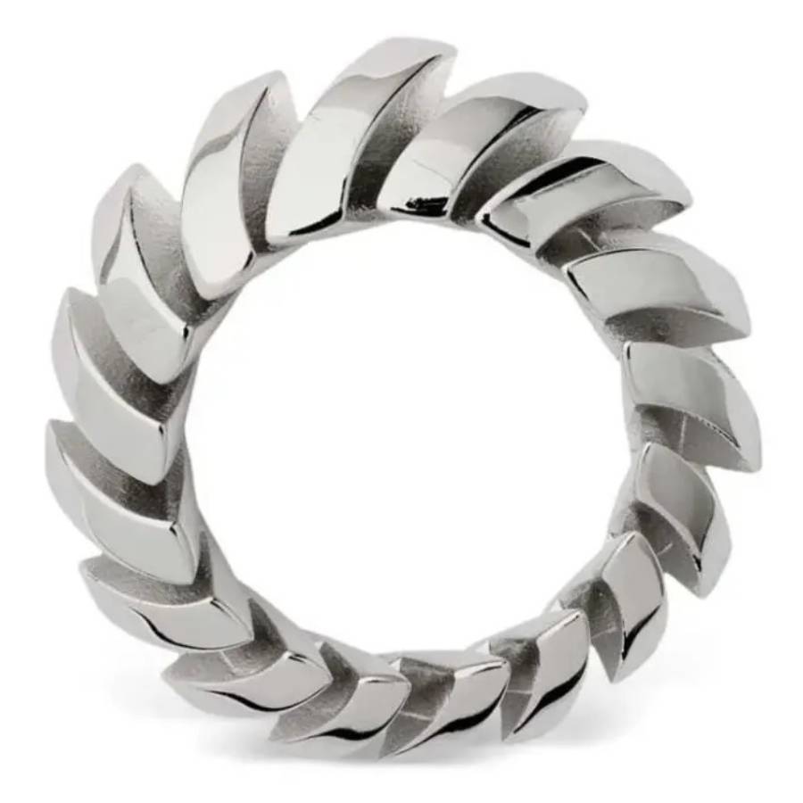 Burberry Silver Rose Thorn Ring, Size 51