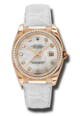 Rolex Datejust Mother of Pearl Automatic White Leather Strap Ladies Watch 116185MDL