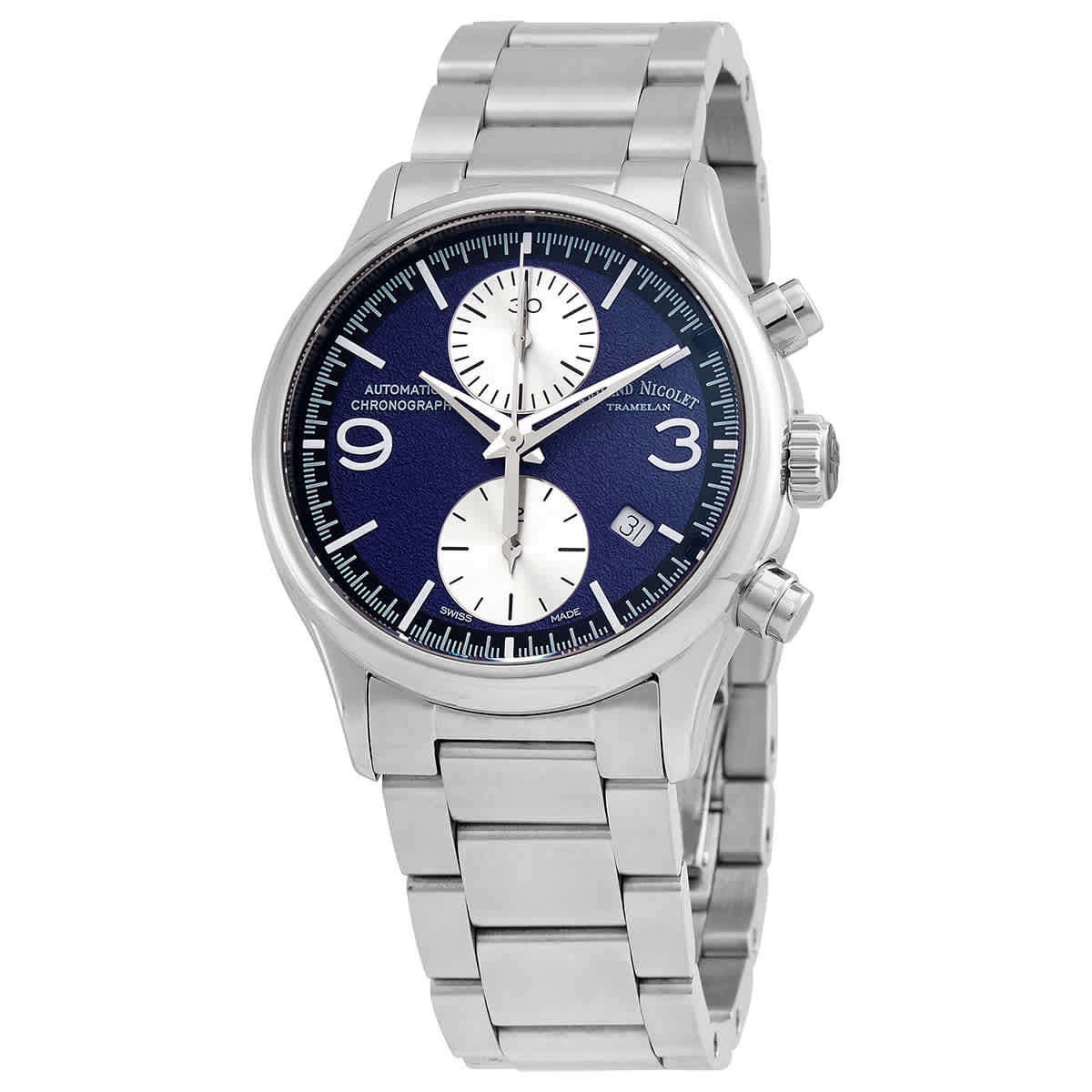 Armand Nicolet MHA Chronograph Automatic Dark Blue Dial Mens Watch A844HAA-BU-M2850A