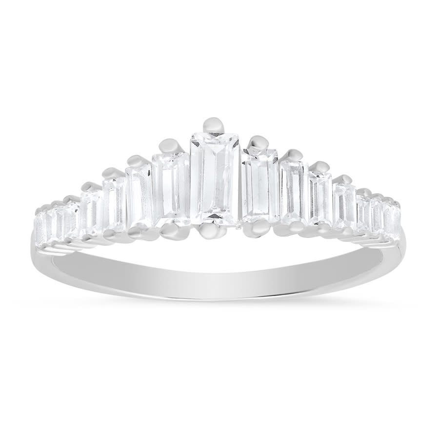 Kylie Harper Sterling Silver Art Deco Baguette-cut CZ Ring 51$