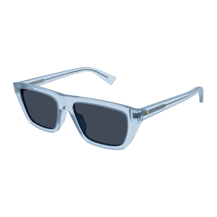 Bottega Veneta BV1291S Tapered Rectangular Acetate Sunglasses — Blue