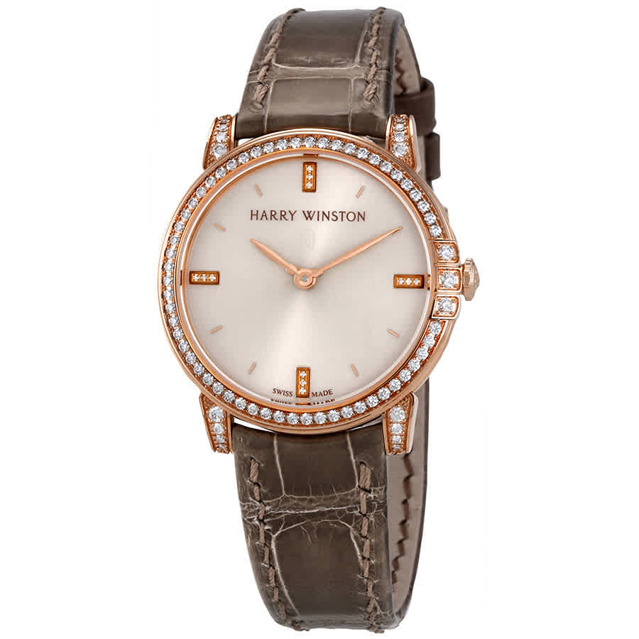 Harry Winston Midnight Champagne Sunray Dial 18kt Rose Gold Diamond Ladies Watch MIDQHM32RR002 14945$