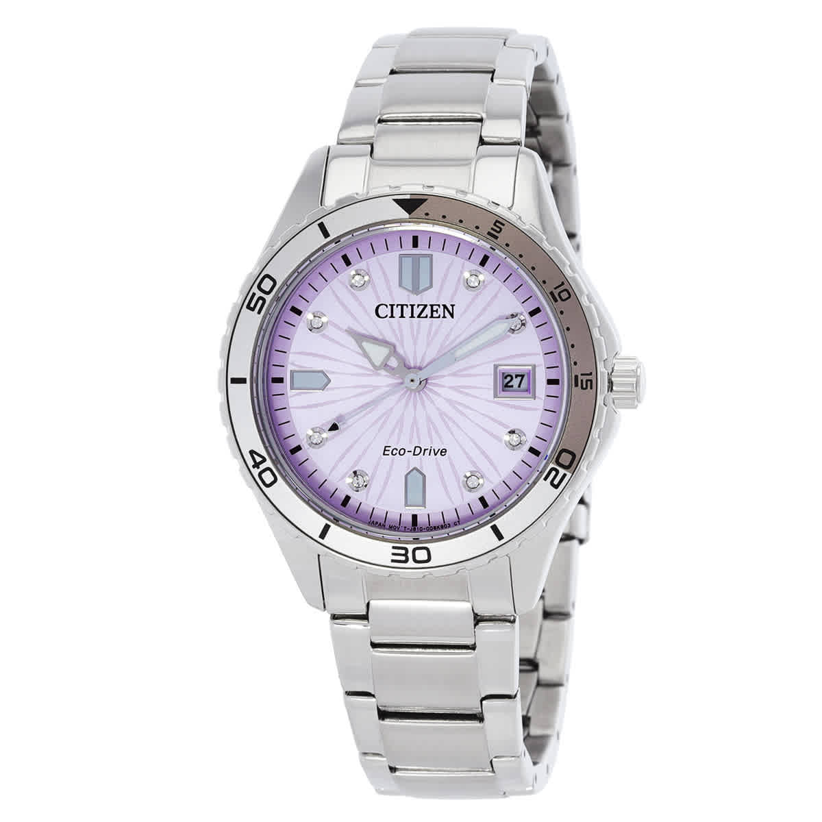 Citizen Eco-Drive Ladies Watch Pink Dial Stainless Bracelet Date Window WR100 Citizen Ladies main image 4
