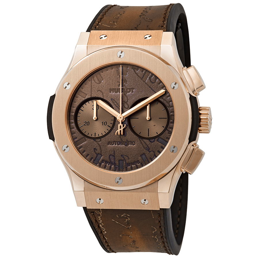 Pre-owned Hublot Classic Fusion Chronograph Brown Dial Mens Watch 521.OX.0500.VR.BER17