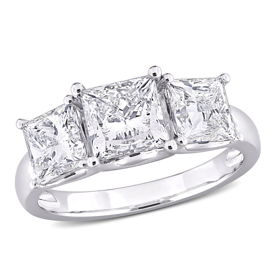 Created Forever 3 12ct TW Princess-Cut Lab-Grown Diamond 3-Stone Engagement Ring in 14k White Gold 2700$
