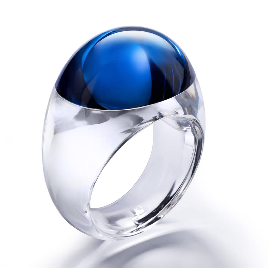 Baccarat 'Tango' Blue Crystal Ring Size 5 2611939