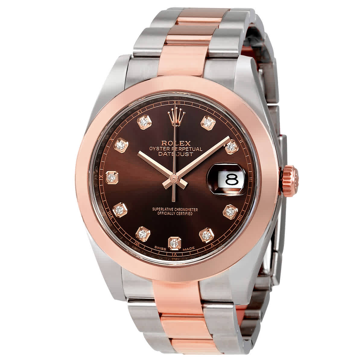 Rolex Datejust 41 Chocolate Diamond Dial Steel and 18K Rose Gold Mens Watch 126301CHDO