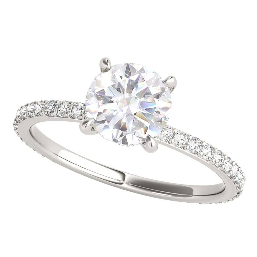 Maulijewels 1.35 Carat Diamond White Moissanite Engagement Rings For Women In 14K Solid White Gold In Ring Size 7