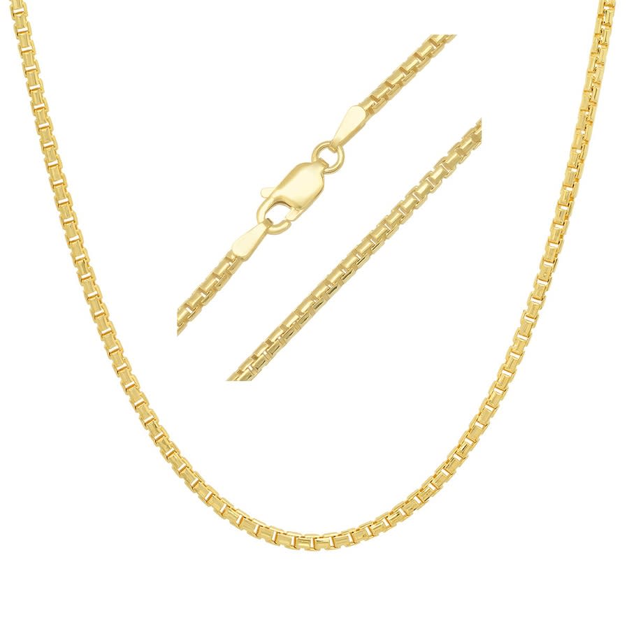 Kylie Harper Unisex Italian 14k Gold Over Silver Round Box Chain - 18''-24''