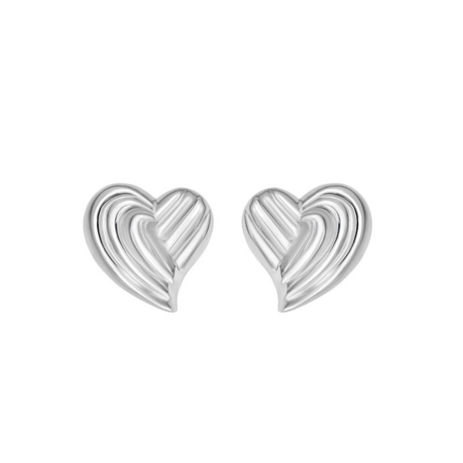 Tresorra Sterling Silver Radiant Heart Stud Earring