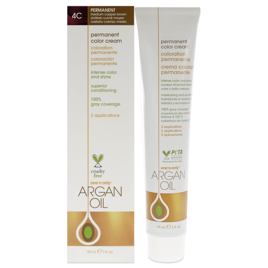 One n Only Argan Oil Permanent Color Cream 3 oz 4C Medium Copper Brown Hair Care 840061000645