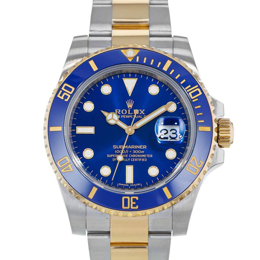 Preowned Rolex Submariner Date Automatic Chronometer Blue Dial Mens Watch 116613LB