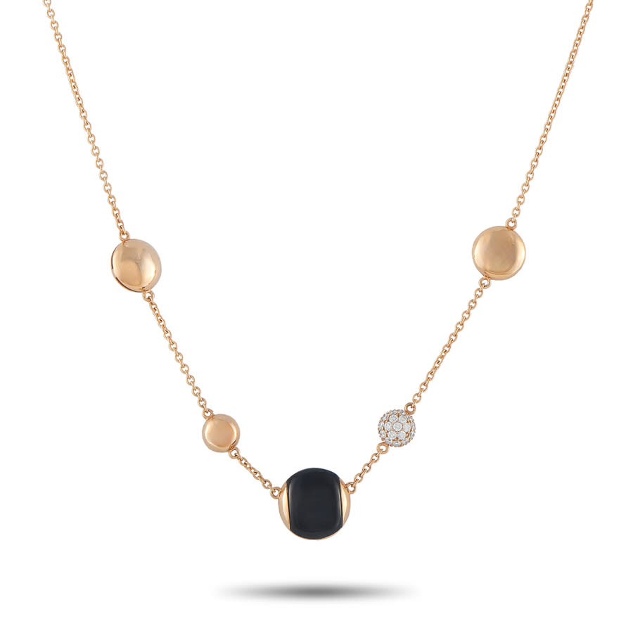 Pre-Owned Roberto Coin 18K Rose Gold Diamond and Onyx Necklace RC34 050526 1775$
