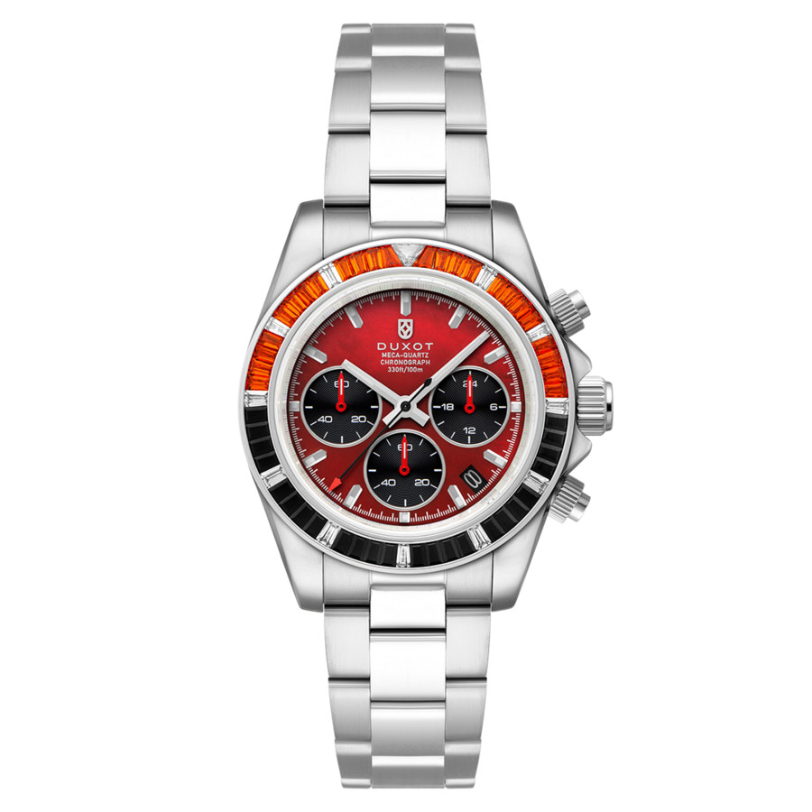 Duxot Accelero Rainbow Chronograph Quartz Red Dial Mens Watch DX-2064-AA