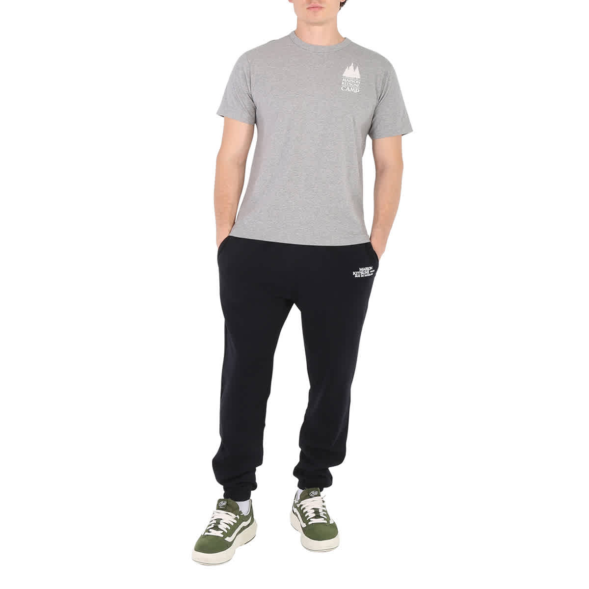 Maison Kitsune Black Cotton Fleece Rue De Richelieu Jogging Pants