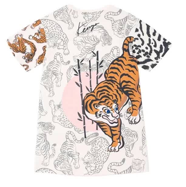 Kenzo Girls Tiger Logo Print Cotton T-shirt Dress | eBay