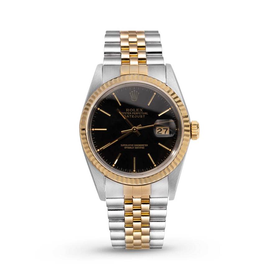 Preowned Rolex Datejust Automatic Chronometer Black Dial Unisex Watch 16013 BKSJ