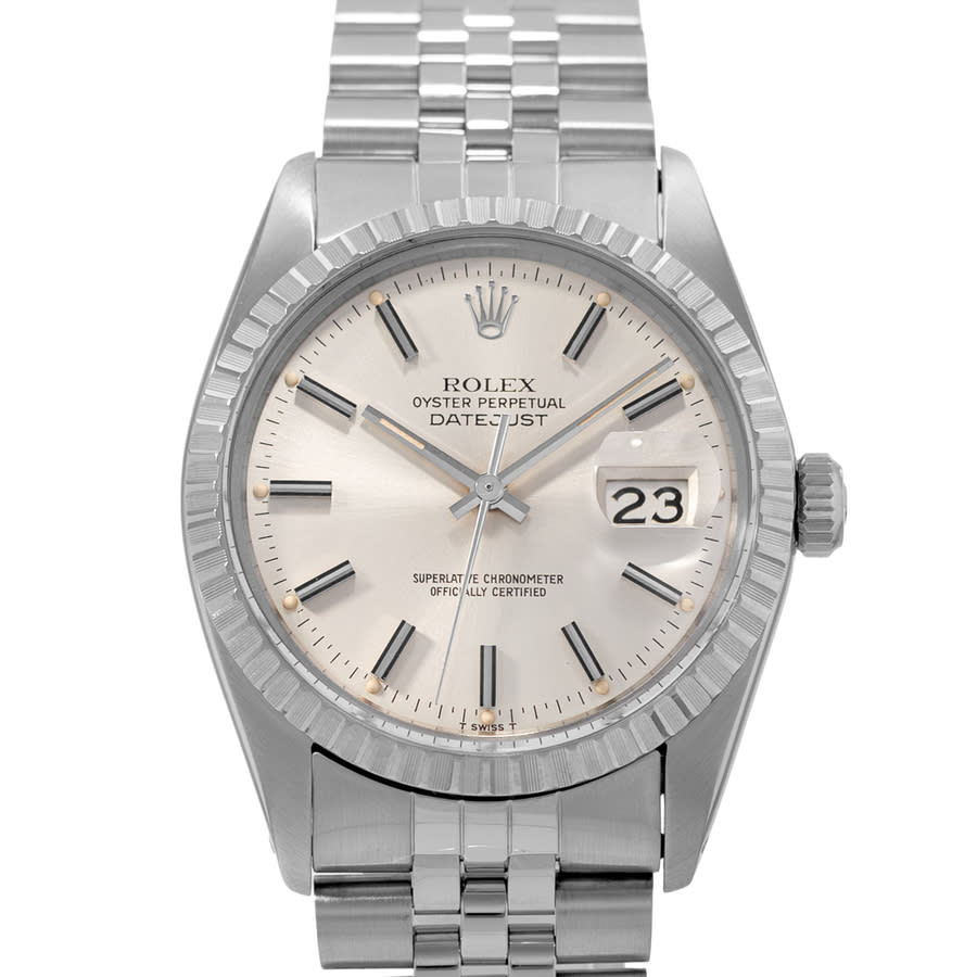 preowned rolex datejust 36 automatic chronometer silver dial mens watch 16030 ssj