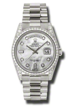 Rolex DayDate Mother Of Pearl Dial 18K White Gold President Automatic Ladies Watch 118389MDP