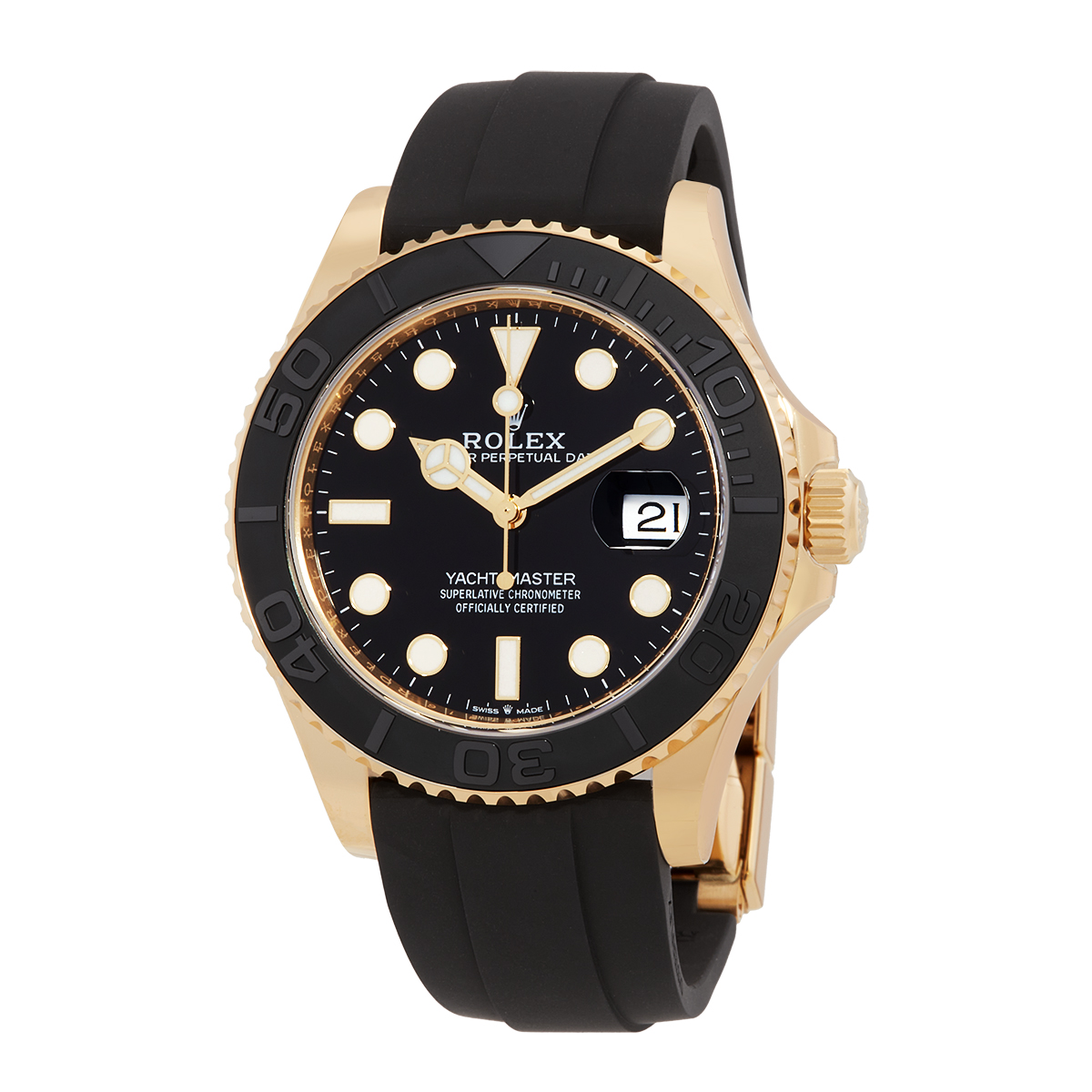 Preowned Rolex YachtMaster Black Dial Mens Watch M2266580001