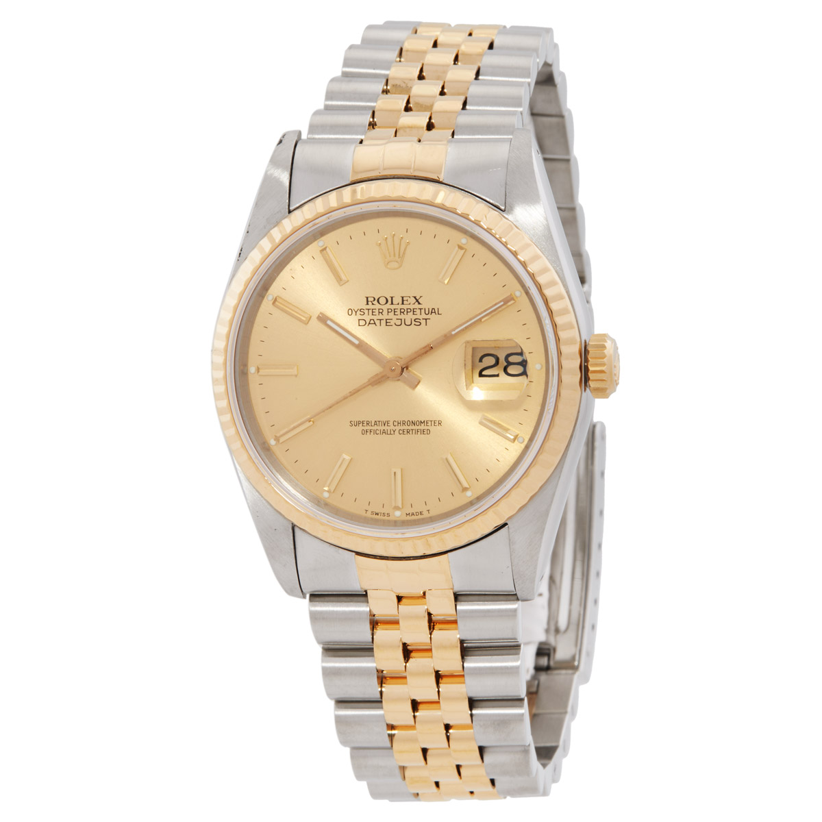 Preowned PreOwned Rolex Oyster Perpetual Datejust TwoTone 18kt Gold and Steel Mens Watch 16233J