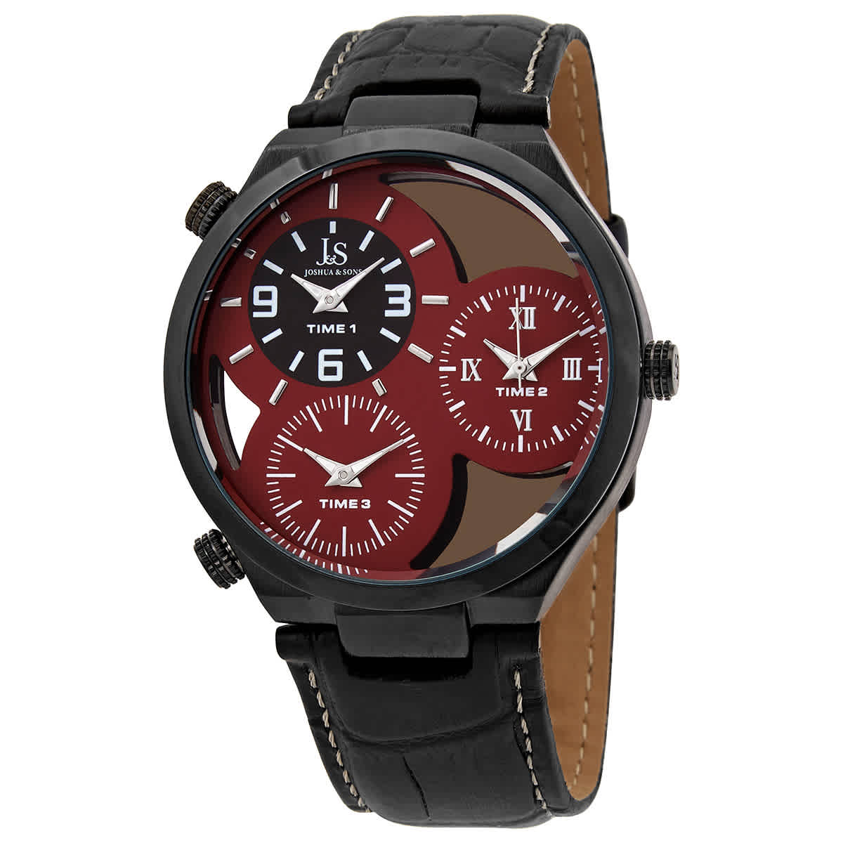 Joshua and Sons Quartz Ted Three Time Zone Dial Mens Watch JX119RD 64$