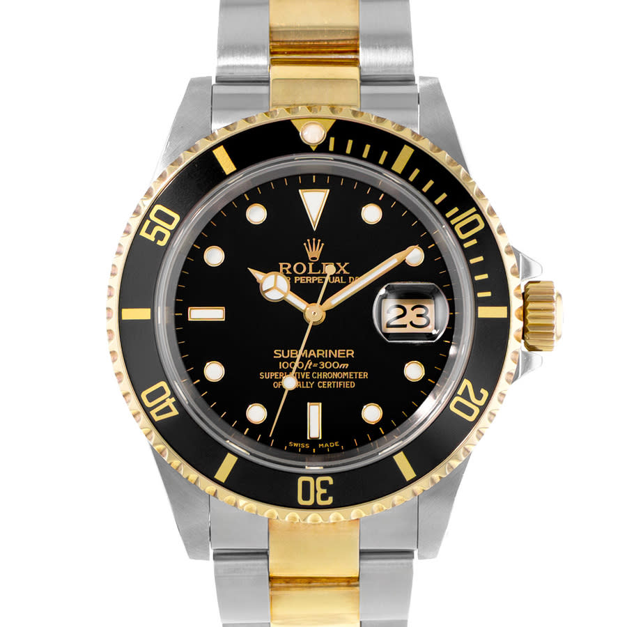 Preowned Rolex Submariner Date Automatic Chronometer Black Dial Mens Watch 16613 BKSO