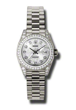Rolex LadyDatejust 26 Silver Dial 18K White Gold President Automatic Ladies Watch 179159SJDP