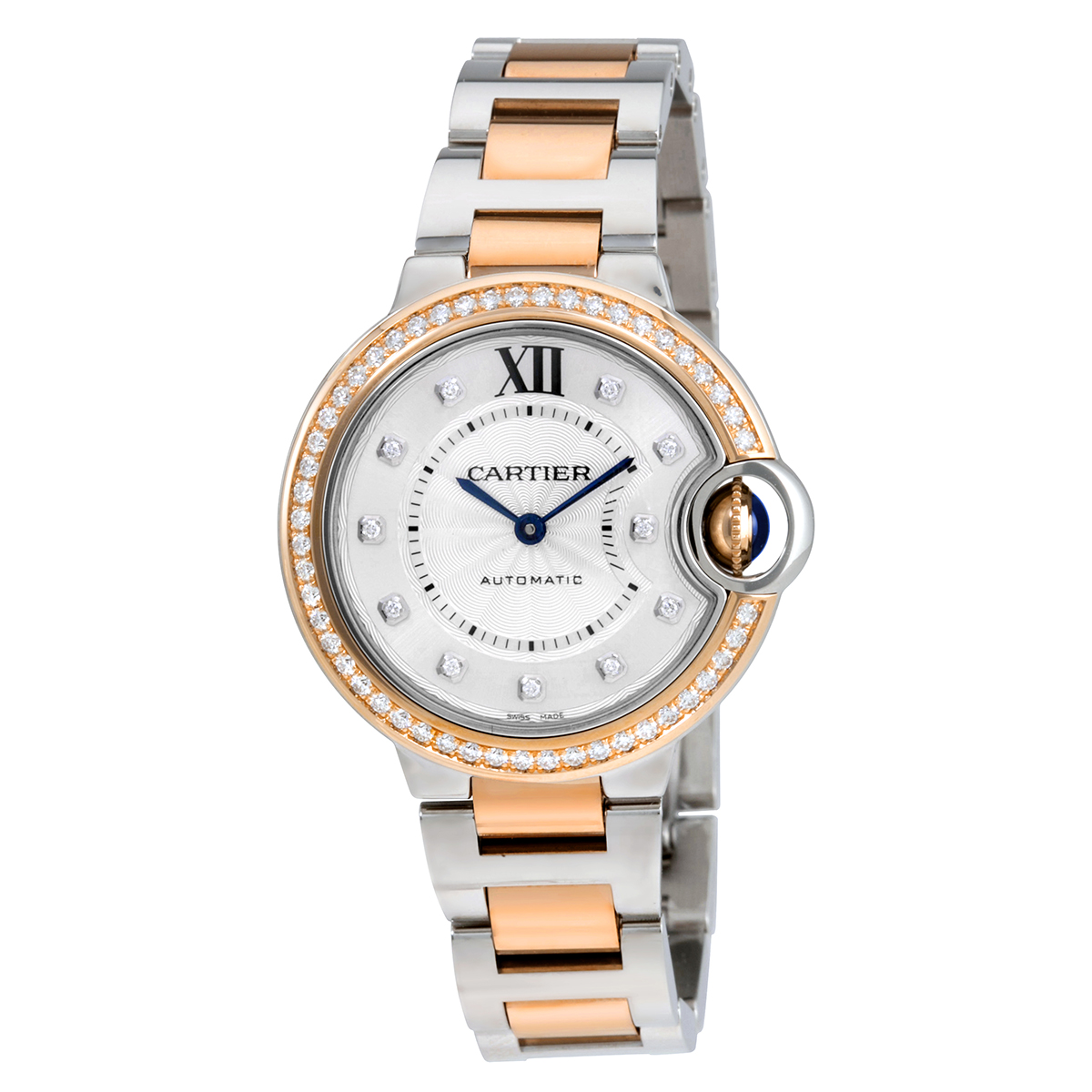 Preowned Cartier Ballon Bleu De Cartier Diamond Silver Dial Ladies Watch WE902077