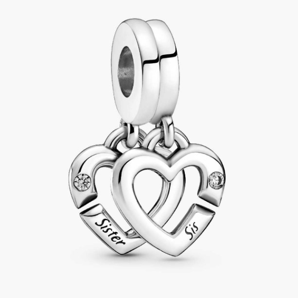 Pandora Sister Hearts Sterling Silver Split Dangle 54$