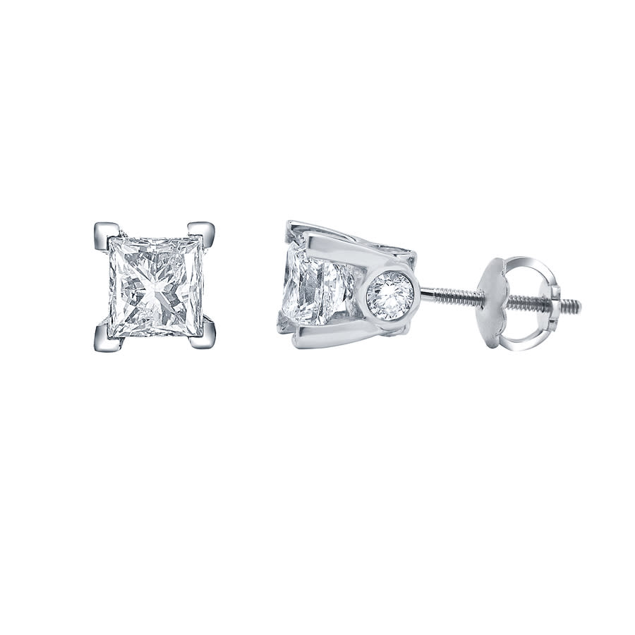 Diamond Muse 1.50 cttw14KT White Gold Princess Cut Diamond Stud Earrings for Women