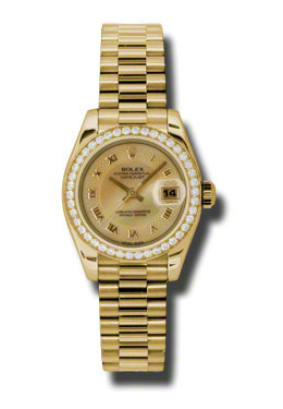 Rolex LadyDatejust 26 Champagne Dial 18K Yellow Gold President Automatic Ladies Watch 179138CMRP