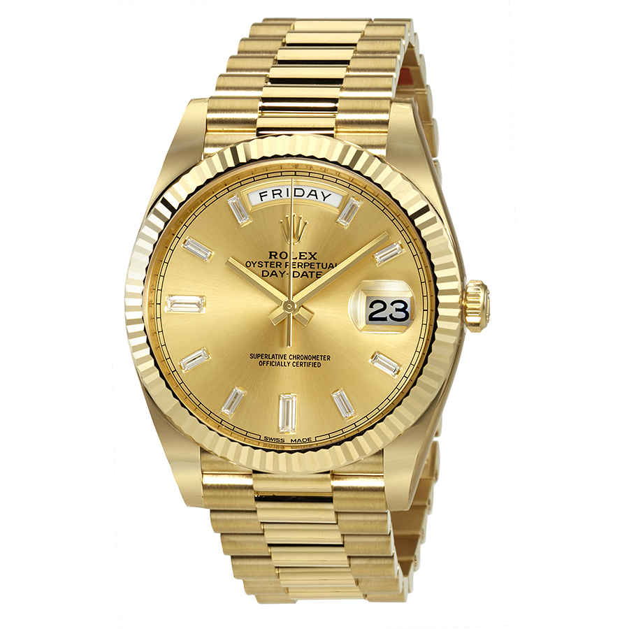 Rolex DayDate 40 Champagne Dial 18K Yellow Gold President Automatic Mens Watch 228238CDP