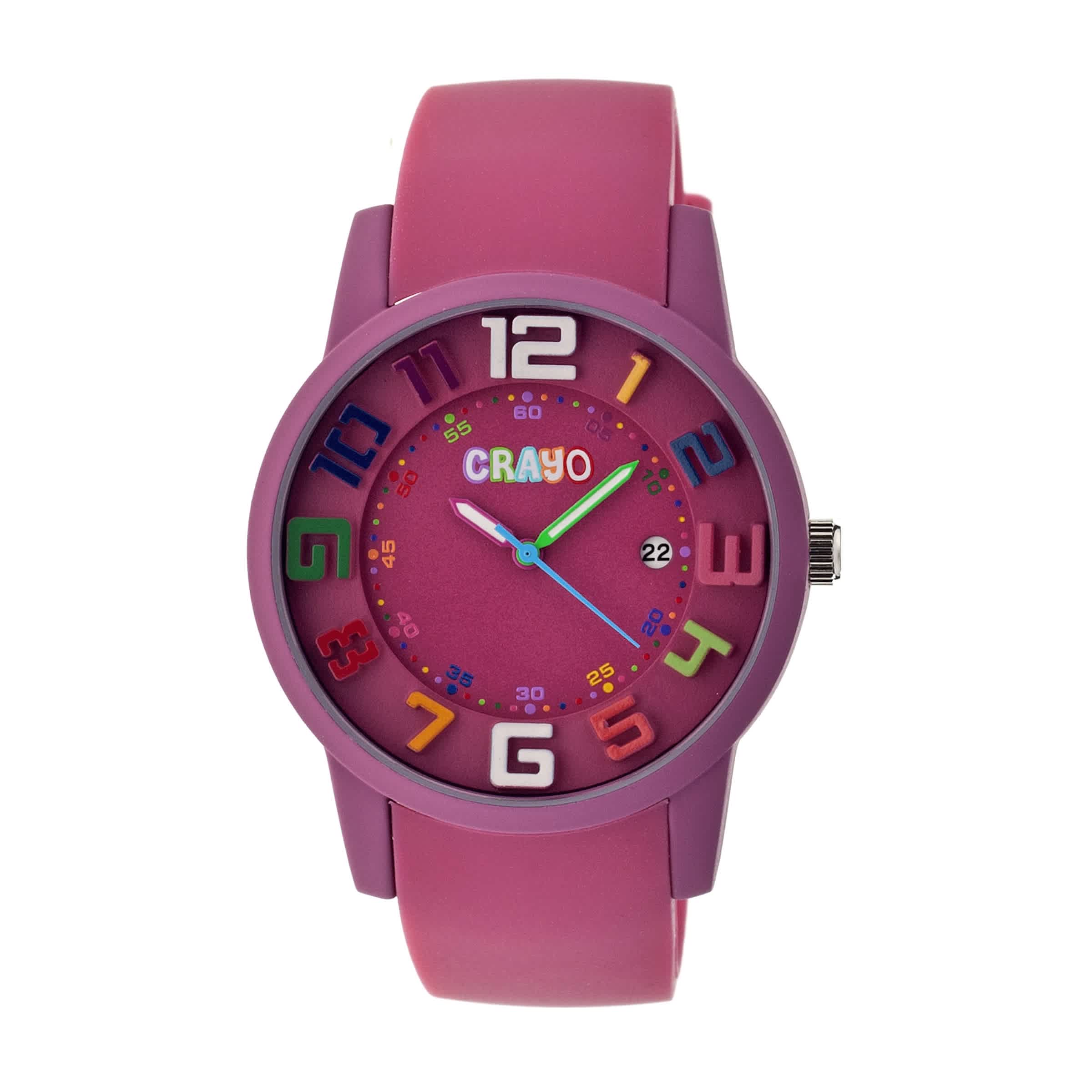 Crayo Festival Fushia Dial Fushia Silicone Unisex Watch CR2005 48$