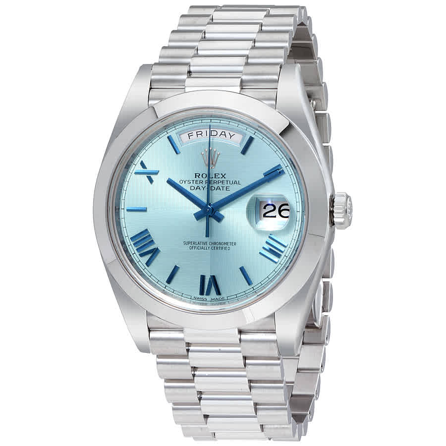 Rolex DayDate Automatic Ice Blue Dial Platinum Mens Watch 228206IBLSRP