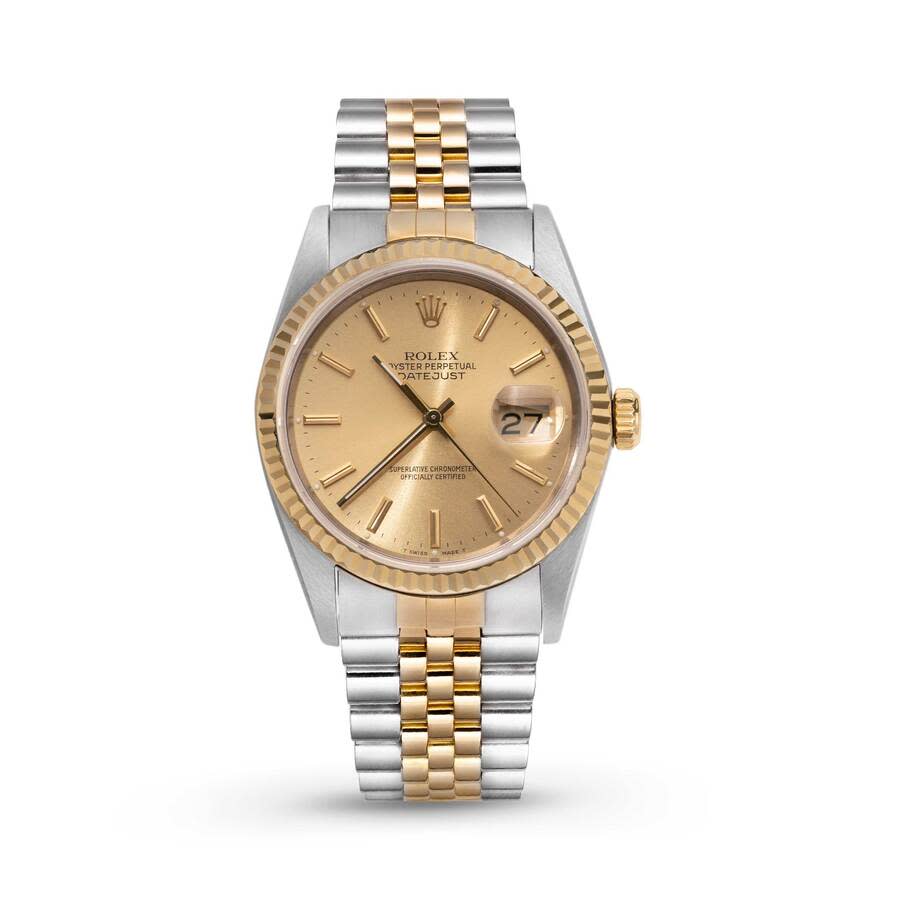 preowned rolex datejust automatic chronometer champagne dial unisex watch 16013 csj