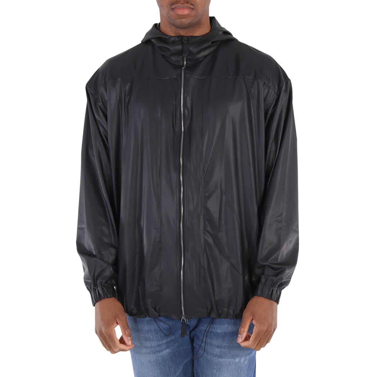 Emporio Armani Black Hooded Technical-jersey Blouson Jacket